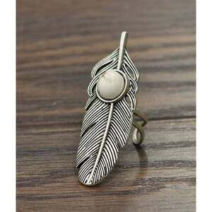 Navajo Feather White‎ Turquoise Adjustable Statement Cuff Ring for All Sizes